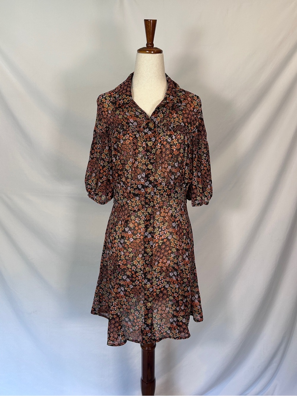 Free People Black Floral Mini Dress